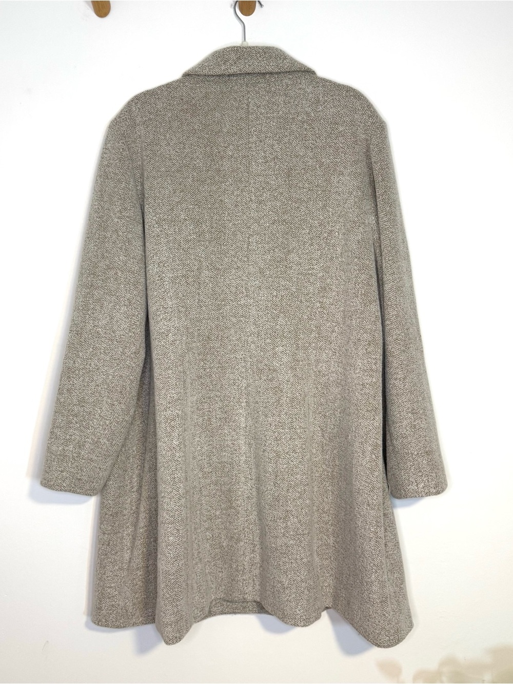 Estelle Plus Size Herringbone Coat 4X Neutral Longline Jacket Classic Chic Beige - Picture 10 of 10